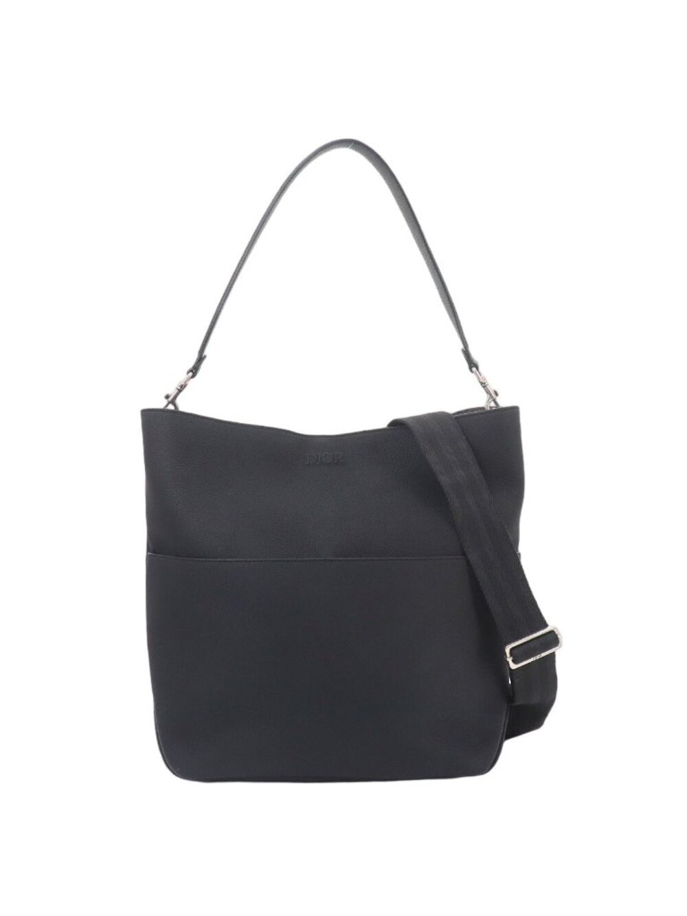 Dior Vertical Hobo 2-Way Tote Shoulder Bag Leather Black